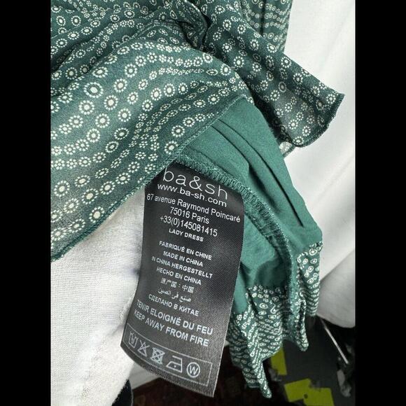 ba&sh Little Robe Ruched Mini Dress Emerald Size 2, US M - Picture 4 of 5